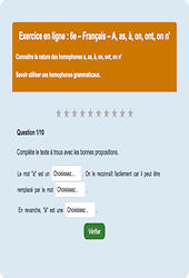 Homonymes, homophones - Fiches  - Exercice en ligne (2) : Primaire 6