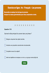Les pronoms - Fiches Exercice en ligne  - Fiches Français - Grammaire : Secondaire 2