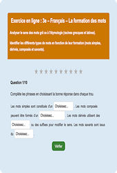 Familles de mots - Fiches  - Exercice en ligne : Secondaire 3