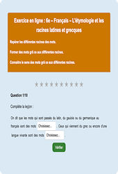 L'étymologie - Fiches racines latines et grecques - Fiches  - Exercice en ligne : Primaire 6