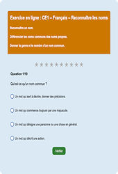 Reconnaître les noms - Fiches  - Exercice en ligne : Primaire 2