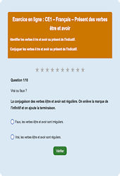 Être Avoir - Fiches Exercice en ligne  - Fiches Français - Conjugaison : Primaire 2
