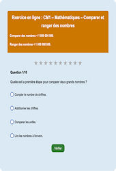 Comparer / ranger - Nombres entiers < 1 000 000 000 - Fiches Exercice en ligne  - Fiches Mathématiques - Numération : Primaire 4