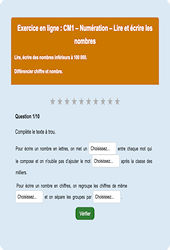 Lire / écrire - Nombres entiers < 100 000 - Fiches  - Exercice en ligne : Primaire 4