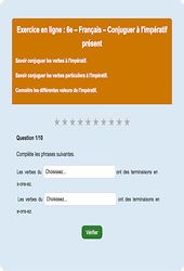Impératif présent - Fiches  - Exercice en ligne : Primaire 6