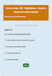 Encadrer / intercaler un Nb décimal - Fiches  - Exercice en ligne : Primaire 4