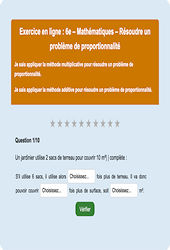 Problème de proportionnalité - Fiches  - Exercice en ligne : Primaire 6