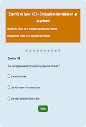 Présent des verbes en - er - Fiches Exercice en ligne  - Fiches Français - Conjugaison : Primaire 2