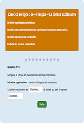 La phrase exclamative - Fiches Exercice en ligne  - Fiches Français - Grammaire : Primaire 6
