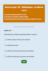 Tables de 11 et de 12 - Tables de multiplication - Fiches Exercice en ligne  - Fiches Mathématiques - Calculs : Primaire 2