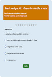 Verbe et son infinitif - Fiches Exercice en ligne  - Fiches Français - Grammaire : Primaire 2