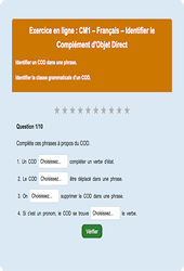 complément du verbe- Fiches COD, COI, COS - Fiches  - Exercice en ligne : Primaire 4