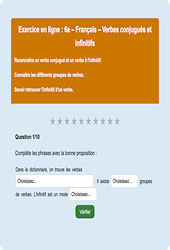 Verbe conjugué - Fiches  - Exercice en ligne : Primaire 6