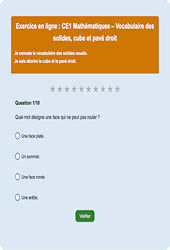Solides et patrons - Fiches Exercice en ligne  - Fiches Mathématiques - Géométrie : Primaire 2