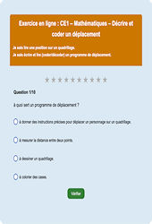 Quadrillage / Plan - Fiches Exercice en ligne  - Fiches Mathématiques - Géométrie : Primaire 2