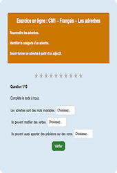 Les adverbes - Fiches Exercice en ligne  - Fiches Français - Grammaire : Primaire 4