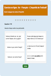 L'imparfait de l’indicatif - Fiches Exercice en ligne  - Fiches Français - Conjugaison : Primaire 6