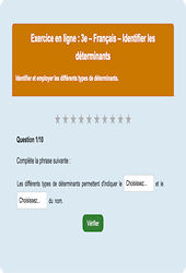 Article et déterminant - Fiches  - Exercice en ligne : Secondaire 3