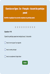 Accord du participe passé - Fiches  - Exercice en ligne : Secondaire 3
