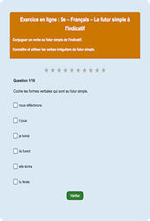 Futur de l'indicatif - Fiches Exercice en ligne  - Fiches Français - Conjugaison : Secondaire 1