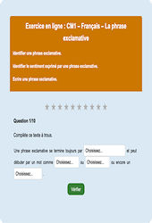 La phrase exclamative - Fiches Exercice en ligne  - Fiches Français - Grammaire : Primaire 4