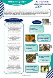 Nature et poésie (sur les papillons) - Atelier de lecture : Primaire 6 - PDF à imprimer