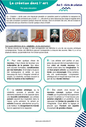 La création dans l’art - Atelier de lecture : Primaire 6 - PDF à imprimer