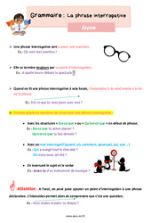 La phrase interrogative - Séquence complète : Primaire 3 - PDF à imprimer