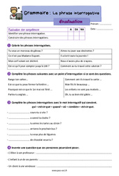 La phrase interrogative - Examen Evaluation avec la correction : Primaire 2 - PDF à imprimer
