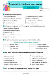 La phrase interrogative - Exercices avec les corrections : Primaire 2 - PDF à imprimer