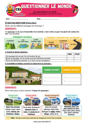 Les différents paysages à travers le monde - Exercices - Apis & ses amis : Primaire 2 - PDF à imprimer