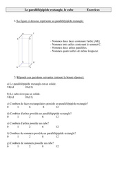 Parallélépipède rectangle, le cube - Exercices - Géométrie : Primaire 4 - PDF à imprimer