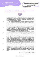 Montesquieu, Les Lettres persanes, 1721 - Littérature : Secondaire 3 - PDF à imprimer