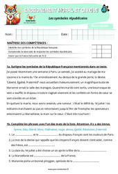 Les symboles républicains - Examen Evaluation - EMC : Primaire 5 - PDF à imprimer