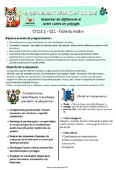 Respecter les différences et lutter contre les préjugés - Séquence - Fiche de préparation - EMC : Primaire 2 - PDF à imprimer