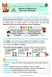 Respecter les différences et lutter contre les préjugés - Cours, Leçon - EMC : Primaire 2 - PDF à imprimer