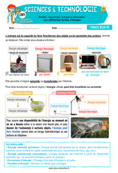 Les différentes formes d’énergie - Cours, Leçon - Edith Eprouvette : Primaire 4 - PDF à imprimer