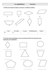 Quadrilatères - Exercices : Primaire 4 - PDF à imprimer