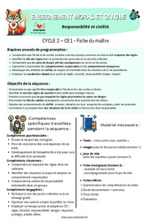 Responsabilité et civilité - Séquence - Fiche de préparation - EMC : Primaire 2 - PDF à imprimer