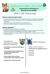 Comprendre les stéréotypes et déconstruire les préjugés - Séquence - Fiche de préparation - EMC : Primaire 5 - PDF à imprimer