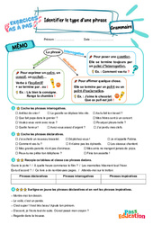 Identifier le type d’une phrase - Exercices Pas à Pas : Primaire 3 - PDF à imprimer