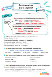 Enrichir une phrase avec un complément - Exercices Pas à Pas : Primaire 3 - PDF à imprimer