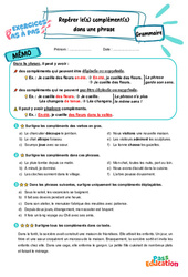Repérer le(s) complément(s) dans une phrase - Exercices Pas à Pas : Primaire 3 - PDF à imprimer