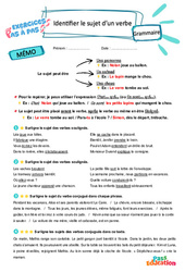 Identifier le sujet d’un verbe - Exercices Pas à Pas : Primaire 3 - PDF à imprimer
