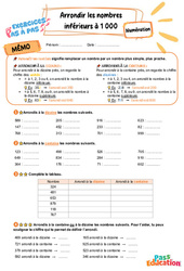 Arrondir les nombres inférieurs à 1 000 - Exercices Pas à Pas : Primaire 3 - PDF à imprimer