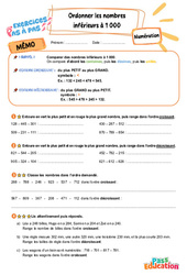 Ordonner les nombres inférieurs à 1 000 - Exercices Pas à Pas : Primaire 3 - PDF à imprimer