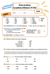 Écrire en lettres les nombres inférieurs à 10 000 - Exercices Pas à Pas : Primaire 3 - PDF à imprimer