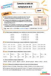Connaître la table de multiplication par 5 - Exercices Pas à Pas : Primaire 3 - PDF à imprimer