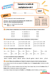 Connaître la table de multiplication par 6 - Exercices Pas à Pas : Primaire 3 - PDF à imprimer