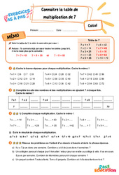 Connaître la table de multiplication par 7 - Exercices Pas à Pas : Primaire 3 - PDF à imprimer